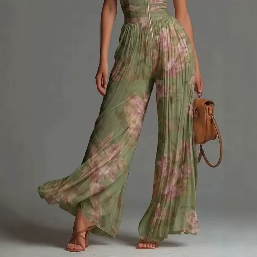 Sage Bloom Pleated Jumpsuit