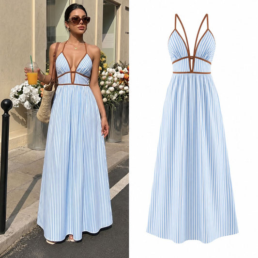 Riviera Stripe Cutout Maxi Dress