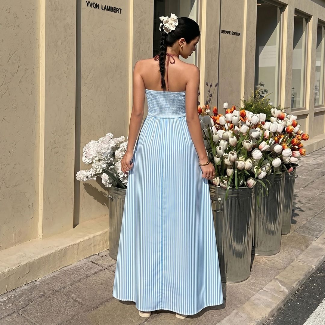 Riviera Stripe Cutout Maxi Dress