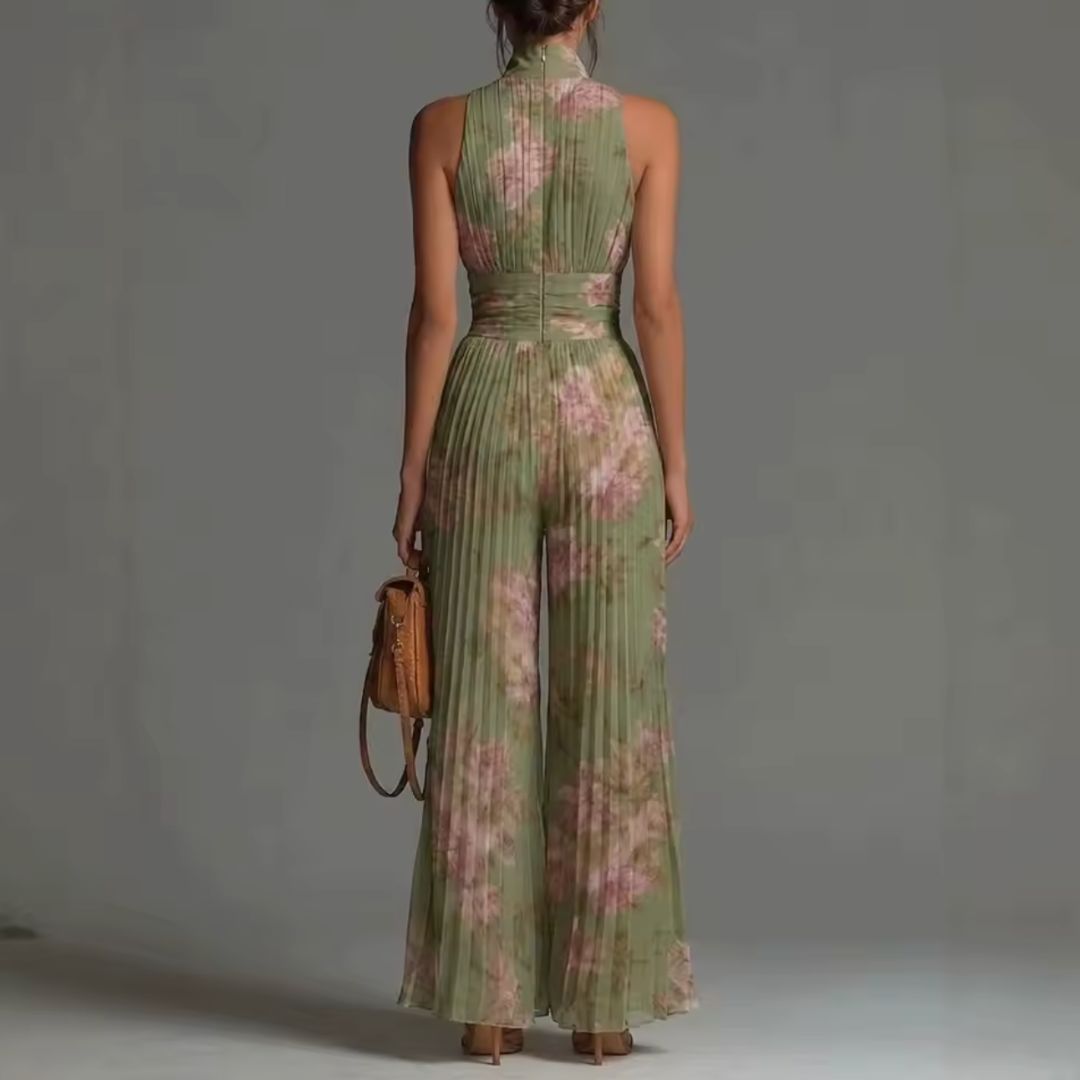 Sage Bloom Pleated Jumpsuit