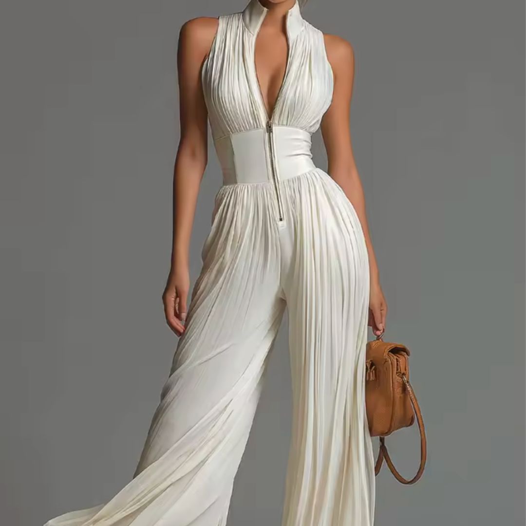 Sage Bloom Pleated Jumpsuit
