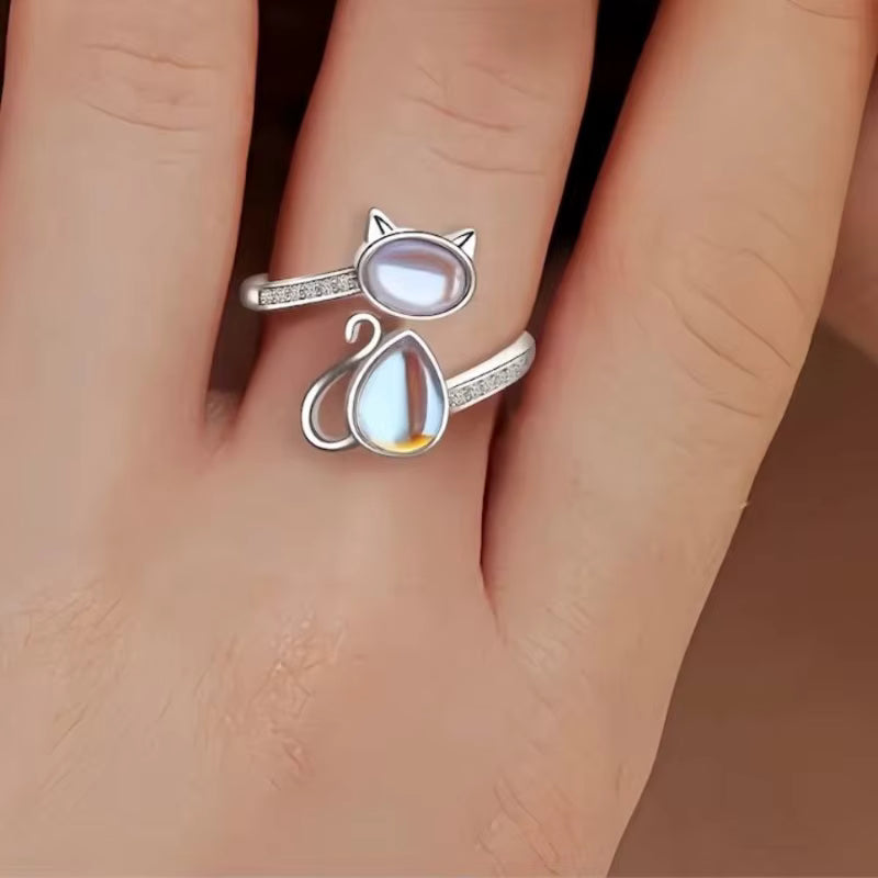 Moonlit Cat Adjustable Ring