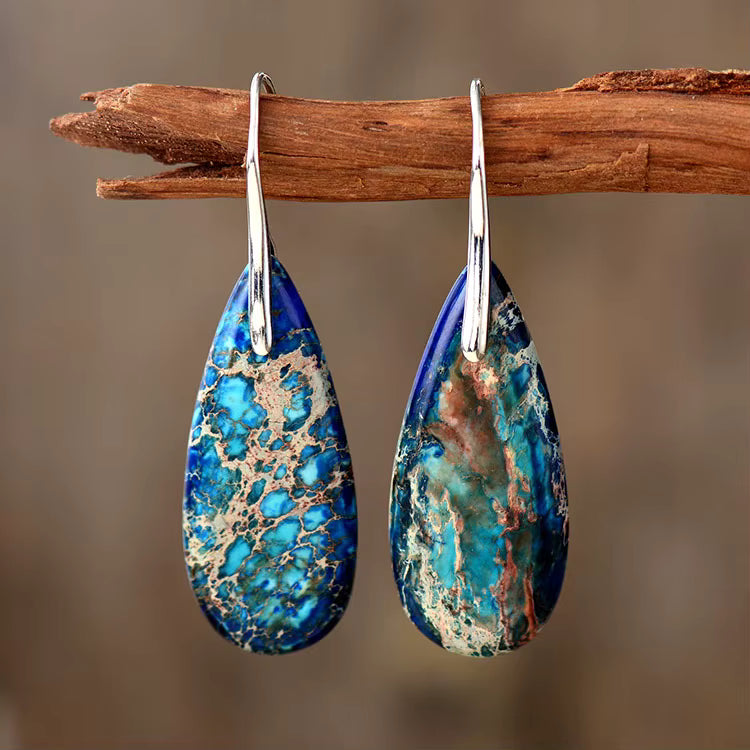 Azure Tide Natural Imperial Jasper Earrings