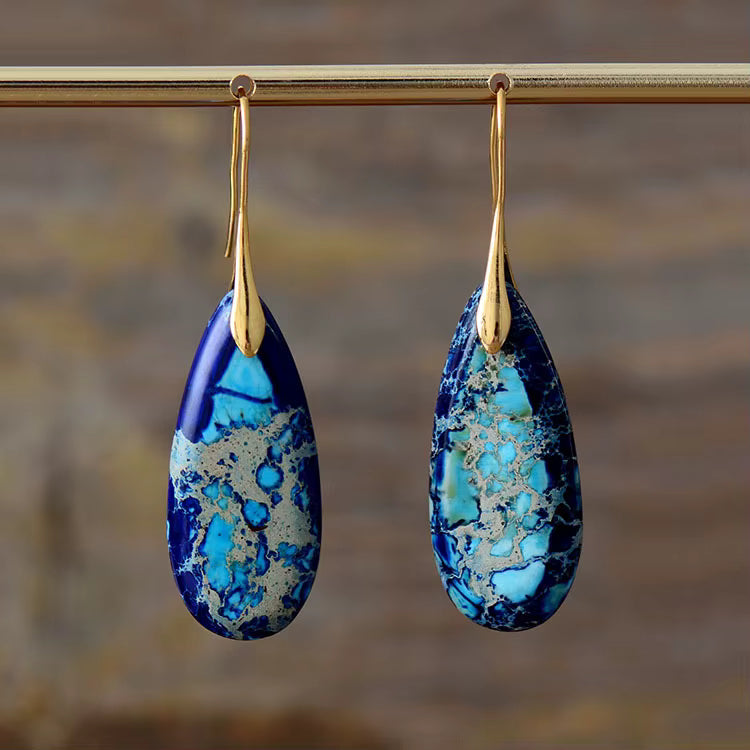 Azure Tide Natural Imperial Jasper Earrings